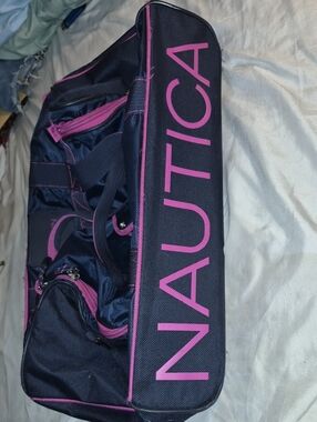 Nautica Navy Duffel with Pink Logo & Trim